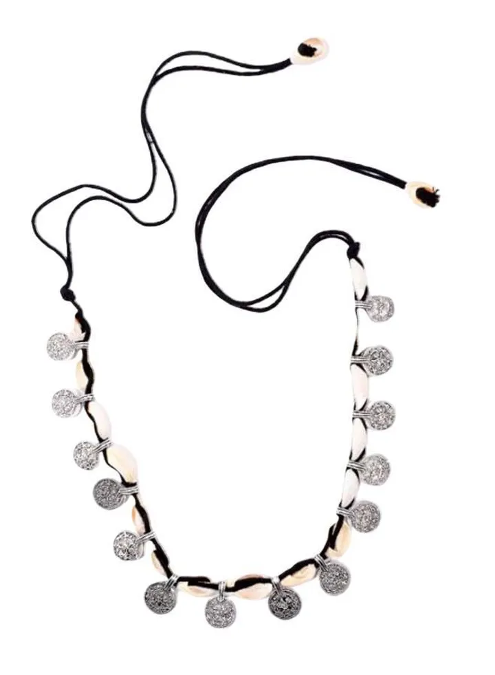 Beach Boho Vintage Coin Shell Pendant Choker