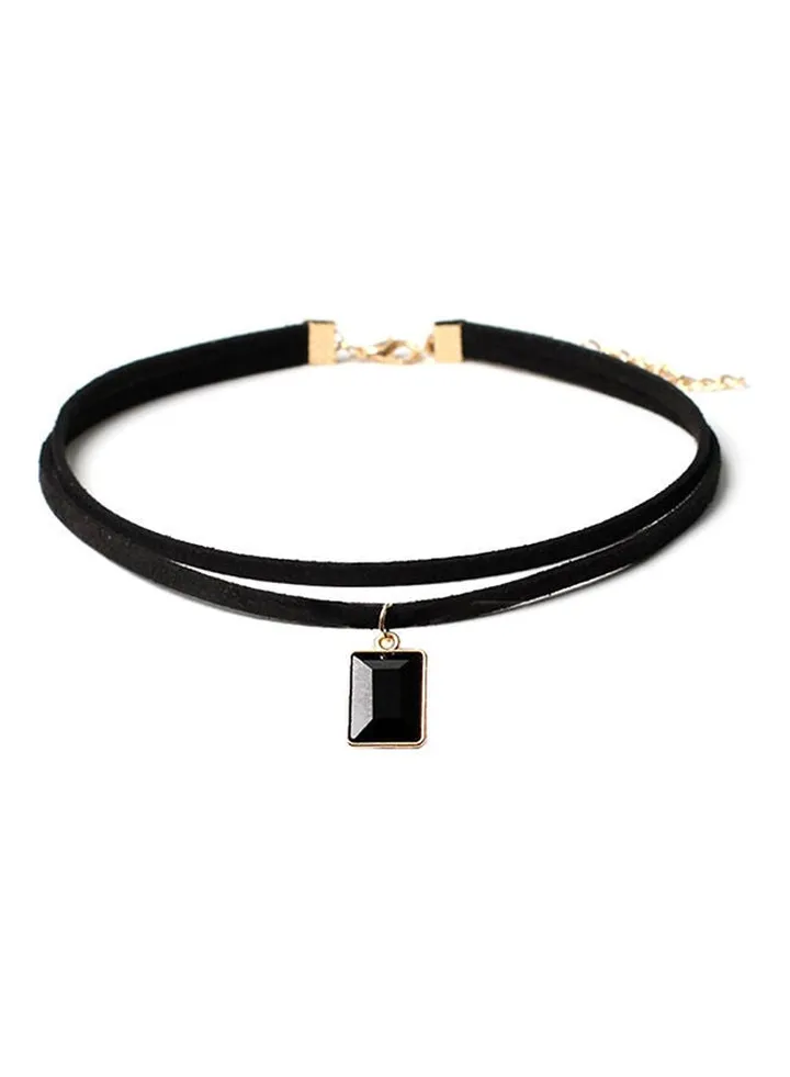 Velvet Layered Choker Pendant Necklace