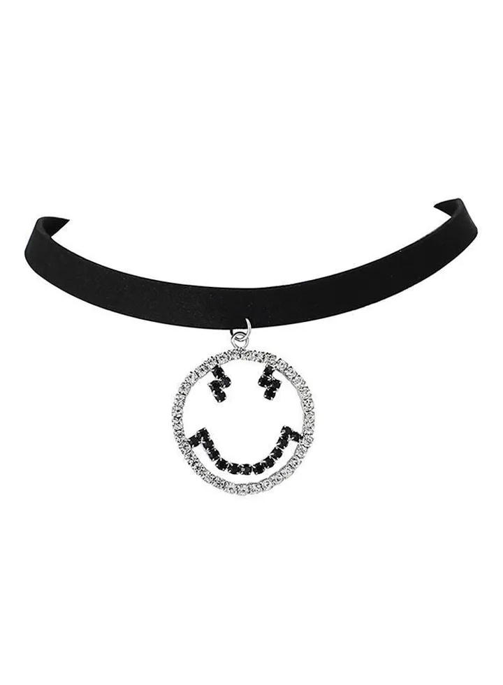Elegant Design Smile Choker Necklace Clear/Black