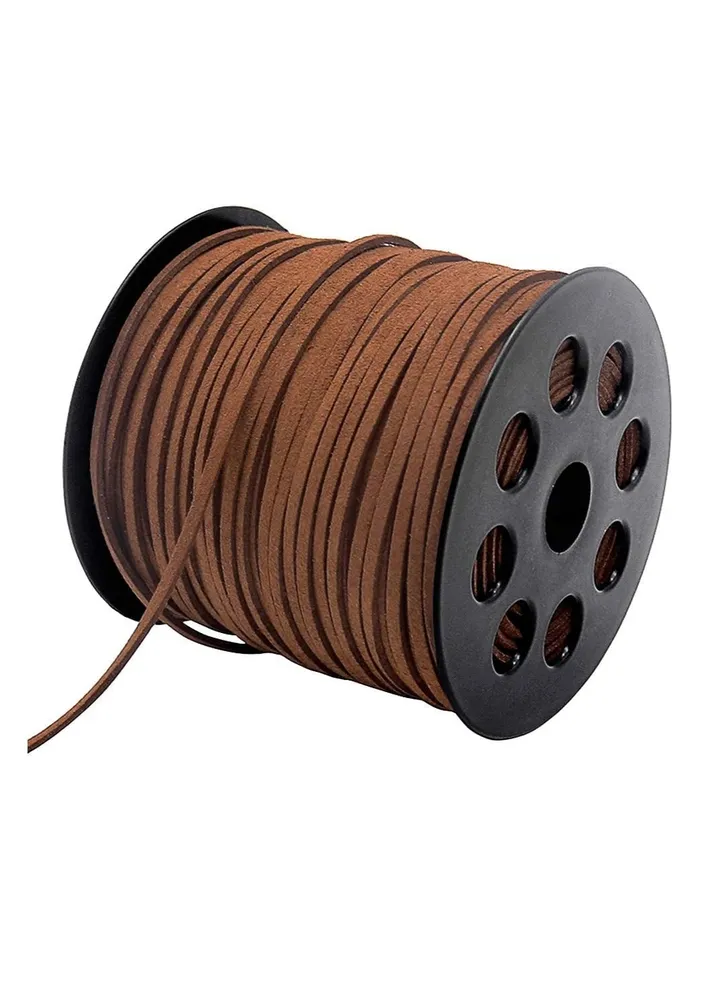 2.6mm Suede Cord, 100 Yards Flat Faux Leather Cord for Necklaces, Bracelets, Jewelry Making, Beading and DIY Crafts (Black)