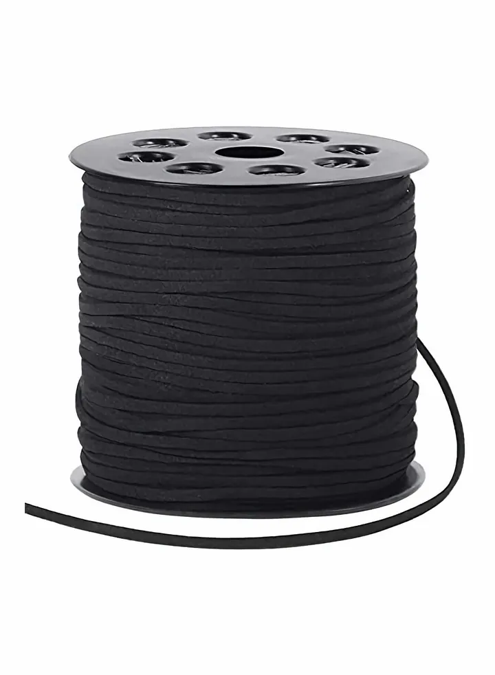 2.6mm Suede Cord, 100 Yards Flat Faux Leather Cord for Necklaces, Bracelets, Jewelry Making, Beading and DIY Crafts (Black)