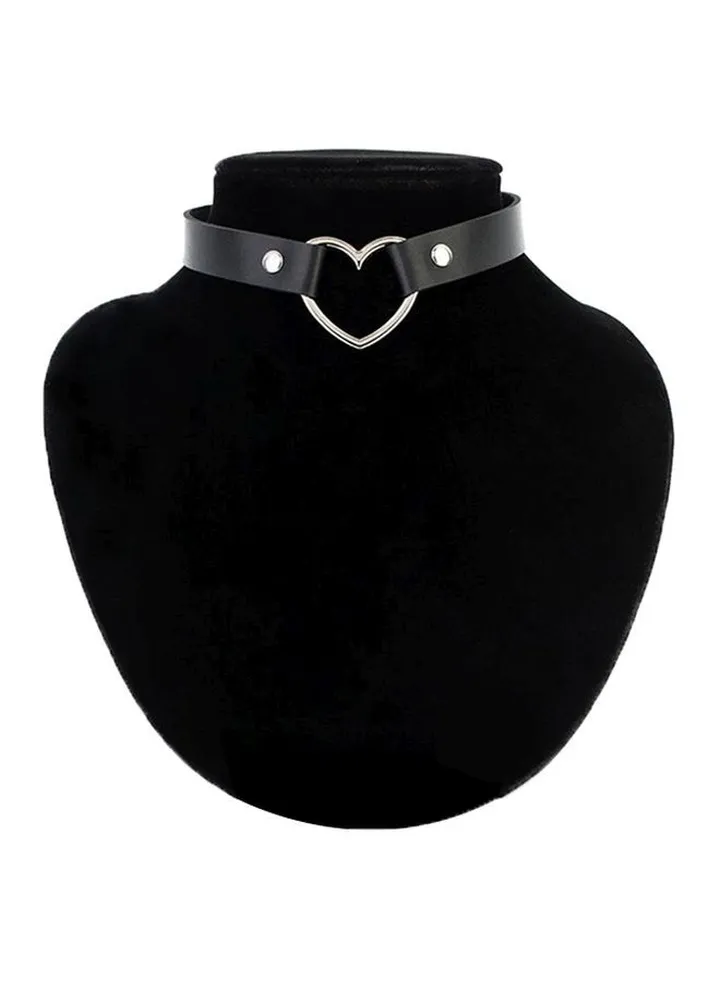 Leather Heart Shaped Choker Necklace
