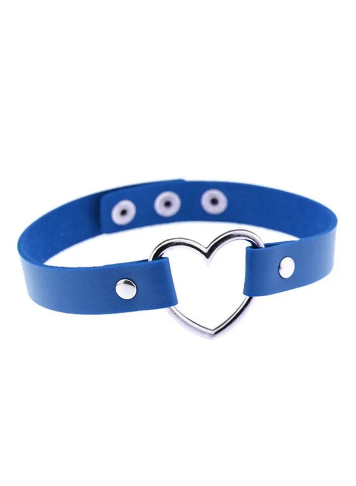 Faux Leather Heart Shape Collar Choker Necklace