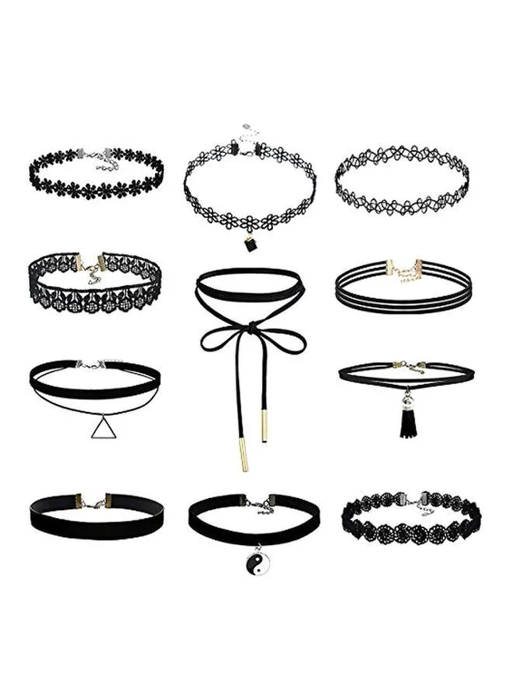 11-Piece Yin Yang Pendant Choker Necklace Set
