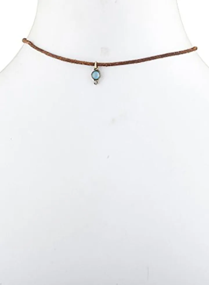 Brass Turquoise Flower Cactus Set Choker Necklace