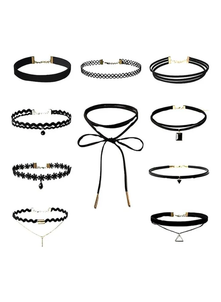 10-Piece Velvet Choker Necklace Set