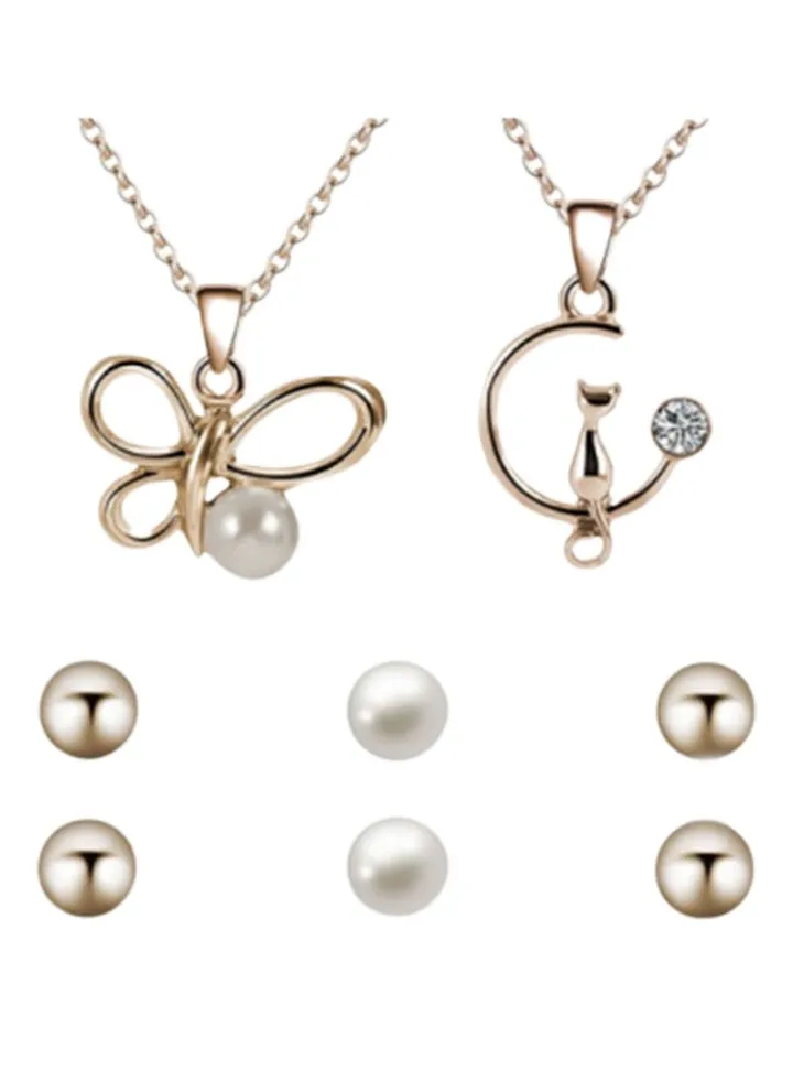 2-Piece Fashion Imitation Pearl Choker Necklace