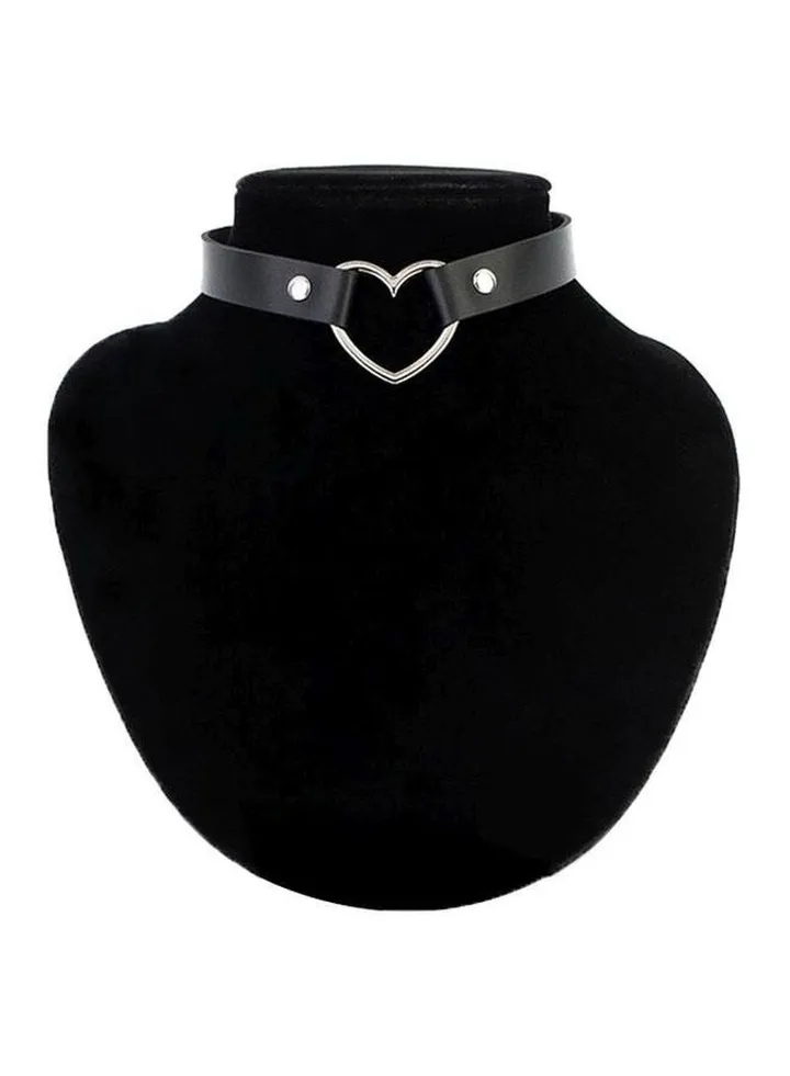 Leather Heart Shaped Choker Necklace