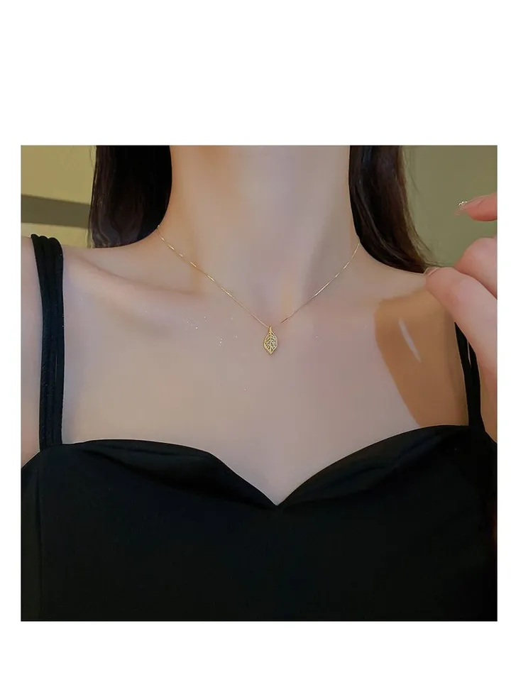 Zircon leaf necklace