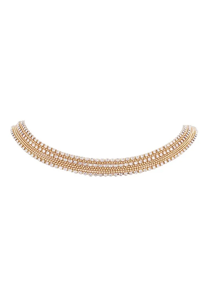 Rhinestone Studded Collar Necklace