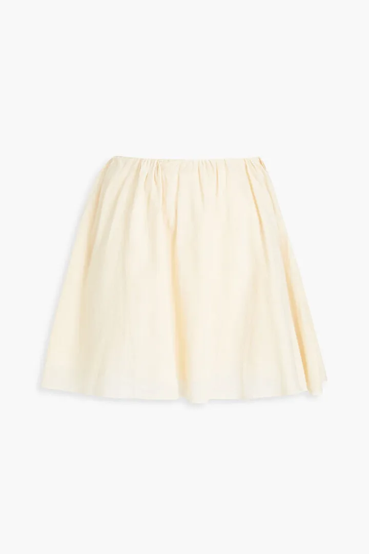 Gathered cotton-mousseline mini skirt