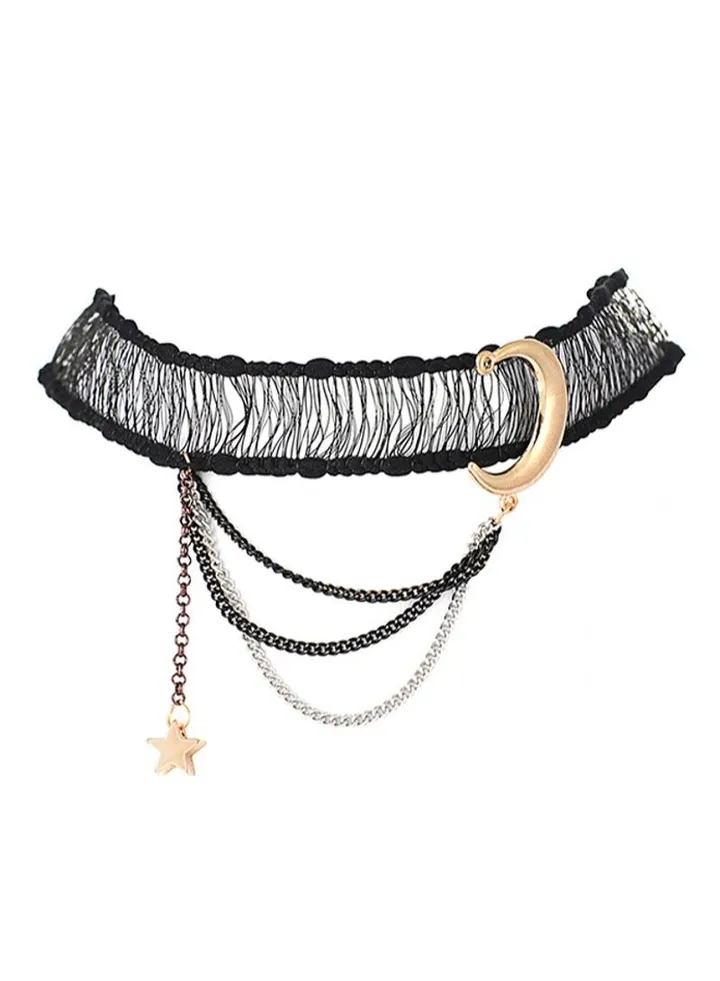 Nylon Wire Choker Necklace Black/Gold/Silver