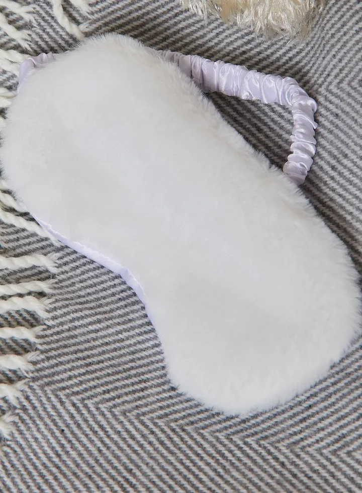 White Faux Fur Eye Mask