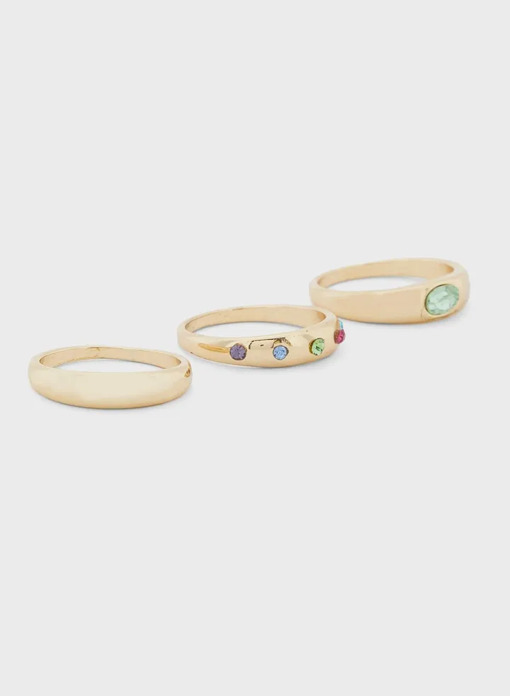 3 Pack Crystal Ring Set