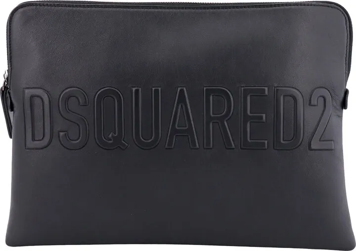 Leather clutch with embossed logo