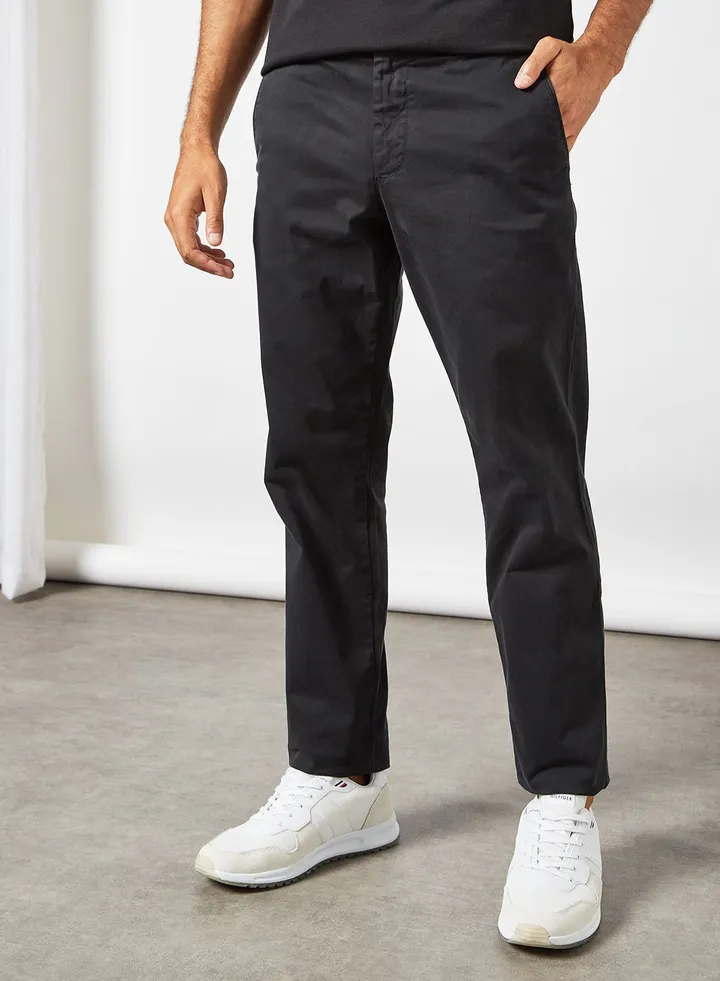 Denton Logo Flex Satin Chinos Black