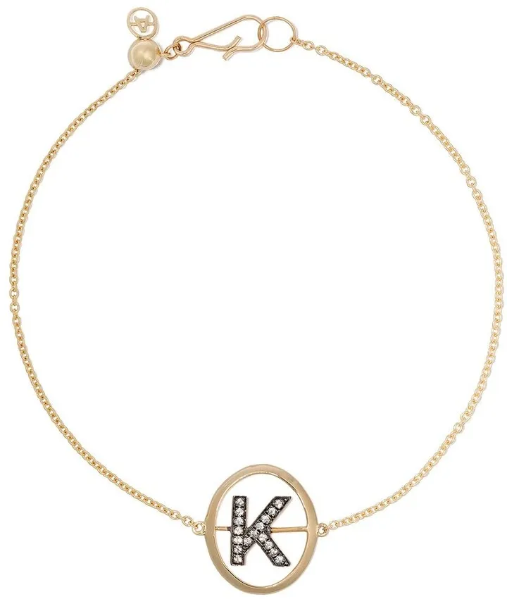 18kt yellow gold diamond initial K bracelet