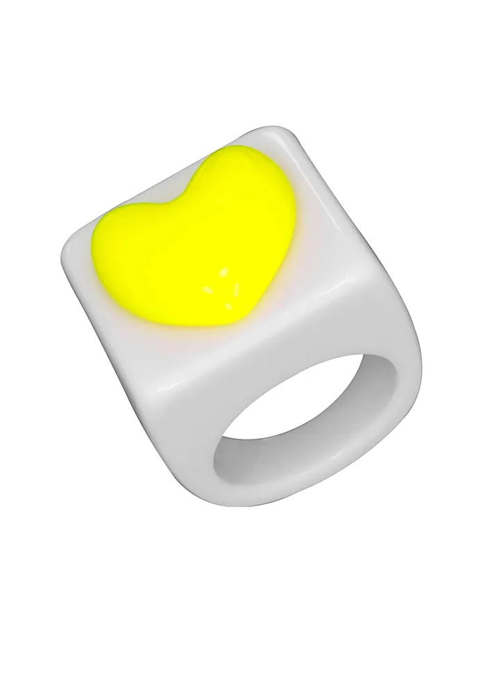Amelia White Ring With Yellow Heart