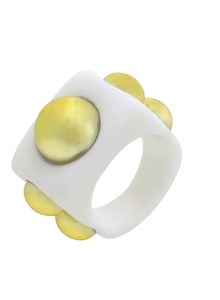ELISA White ring with metal stones