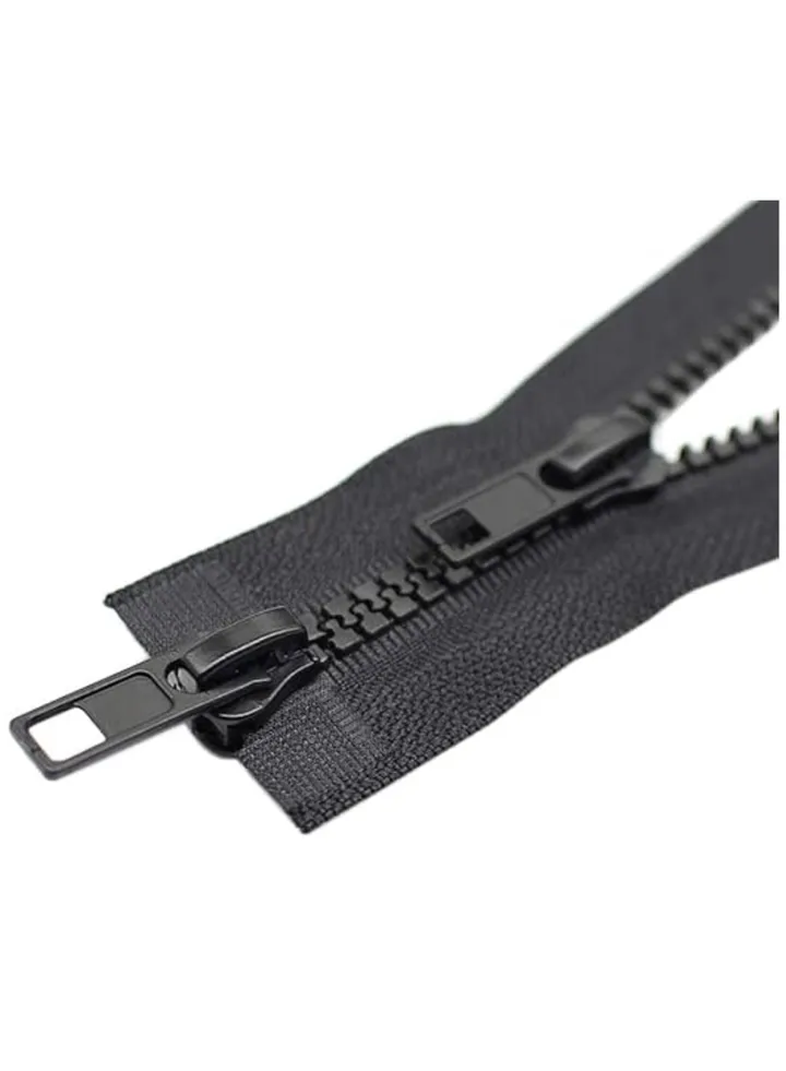 Pack of 2 75 cm Zip Plastic Separable Black 5 mm for Coat Jackets (2 Way)