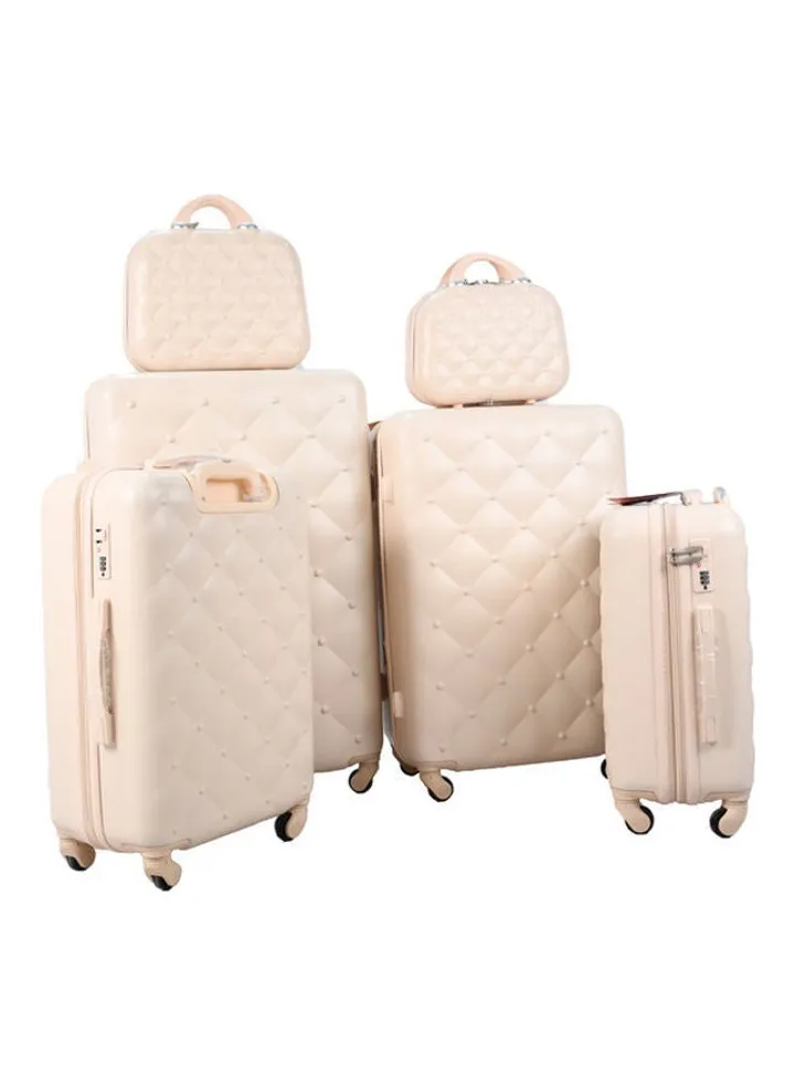 6-Piece Luggage Trolley Bag Set Beige