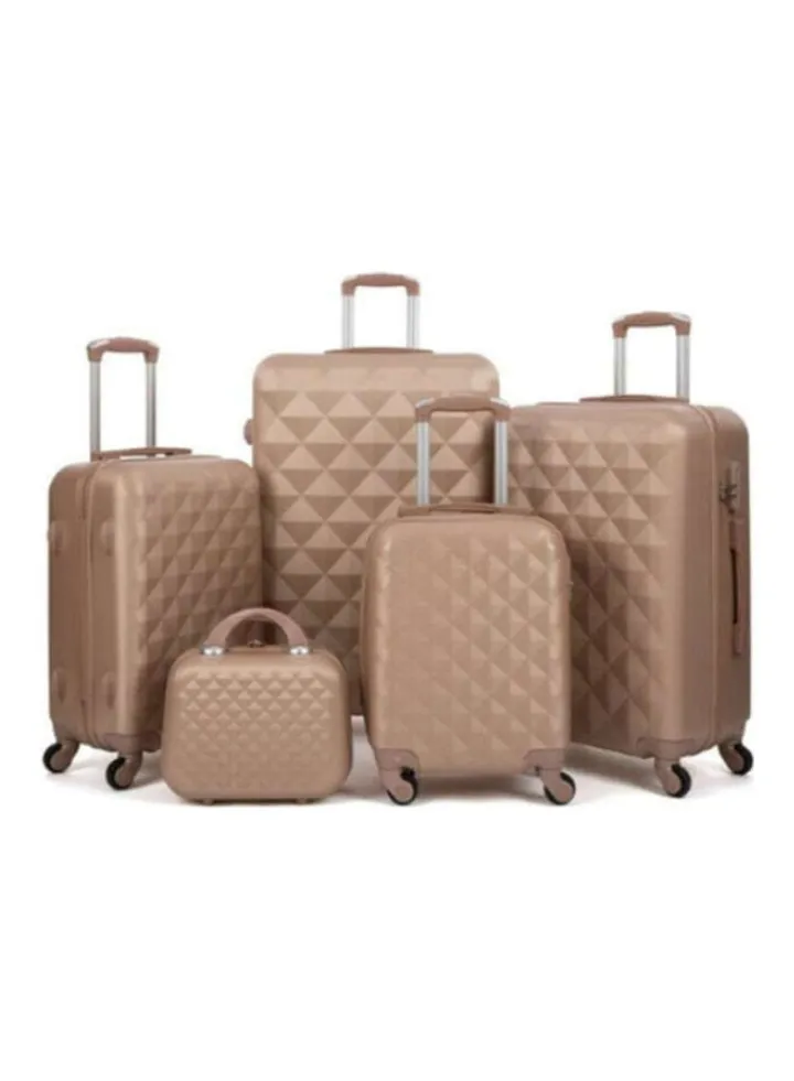 5-Piece Luggage Trolley Set Gold