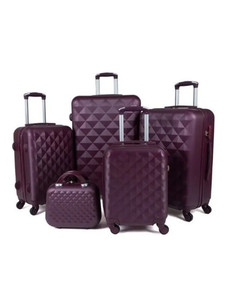 5 Piece Luggage Trolley Bag Maroon