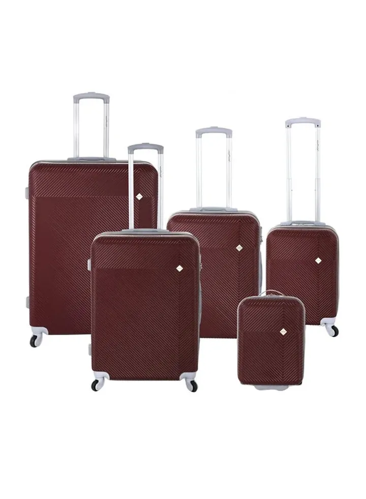 Highflyer Astral 5 PC Hard Luggage Travel Bag Set Burgundy