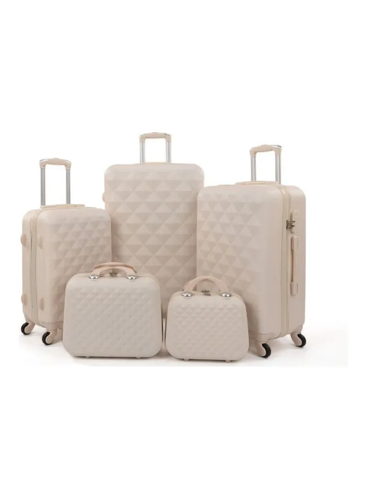 5-Piece Luggage Trolley Set Beige