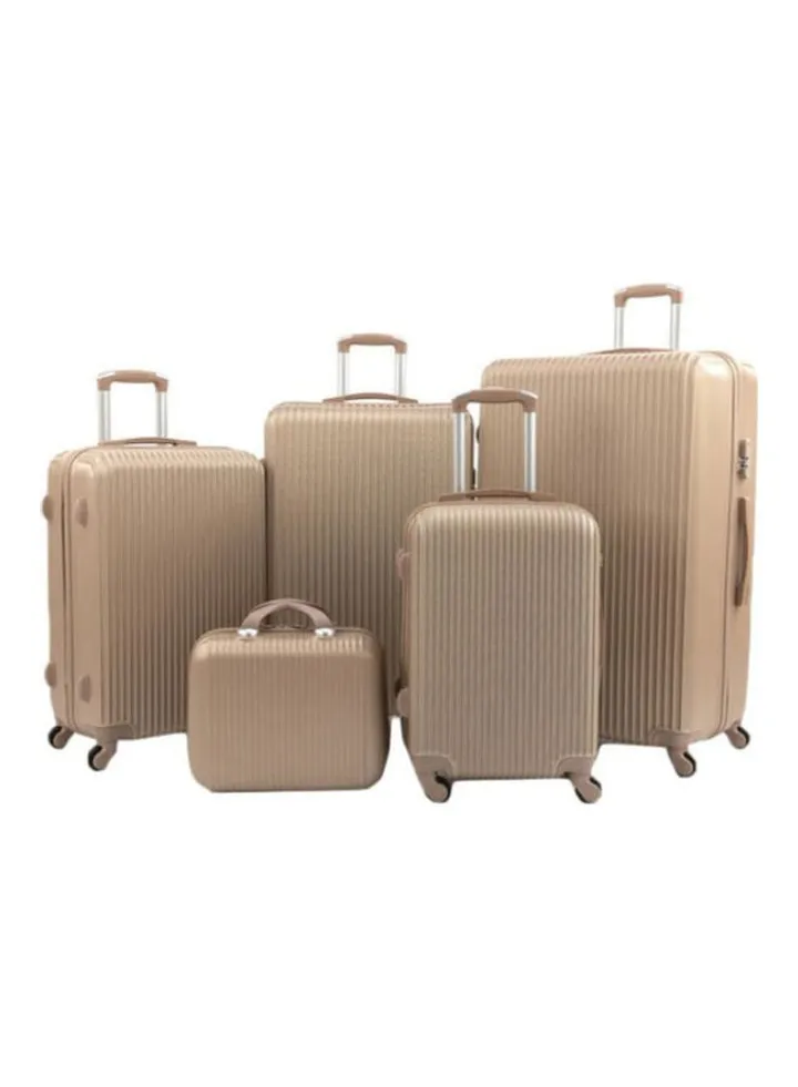5-Piece Luggage Trolley Set Gold
