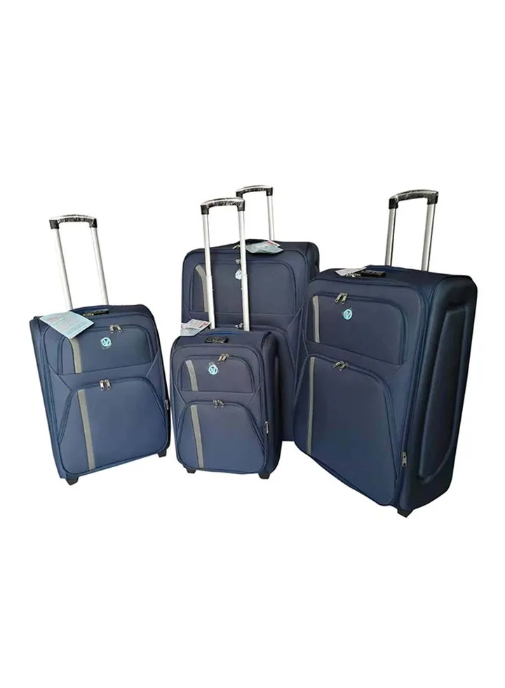 Softside 4 Piece Luggage Trolley Set Blue
