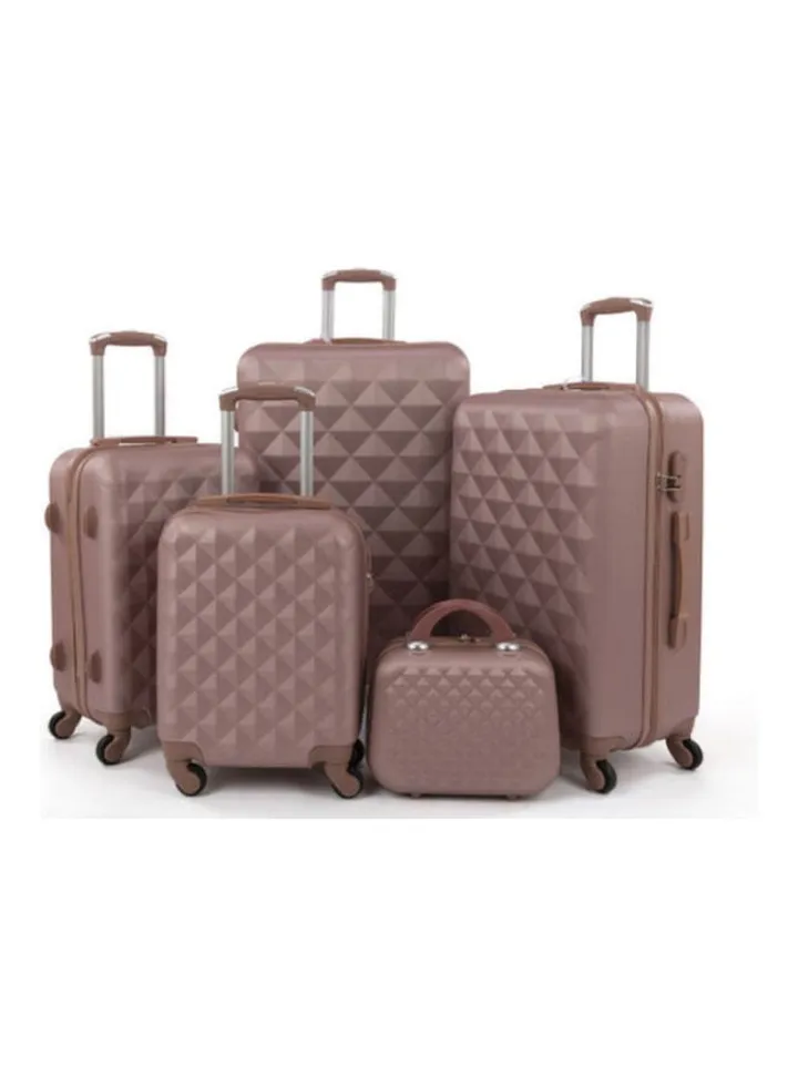 5-Piece Luggage Trolley Set RoseGold