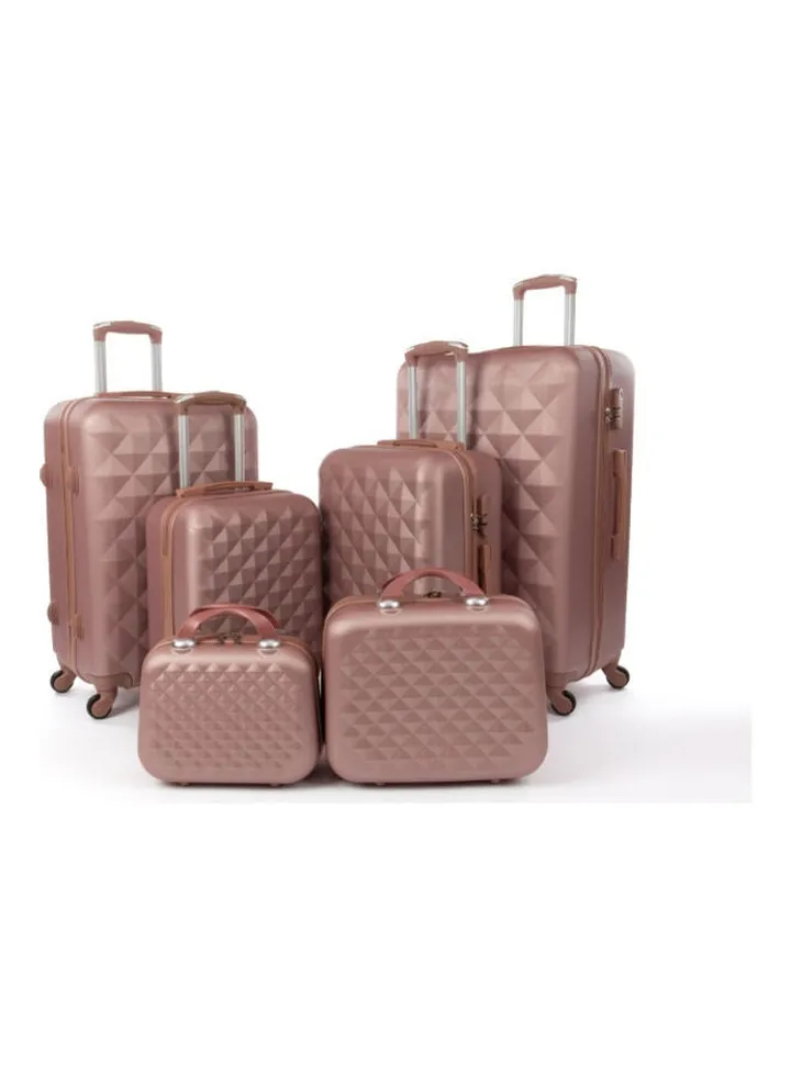 6-Piece Luggage Trolley Set Rose Gold