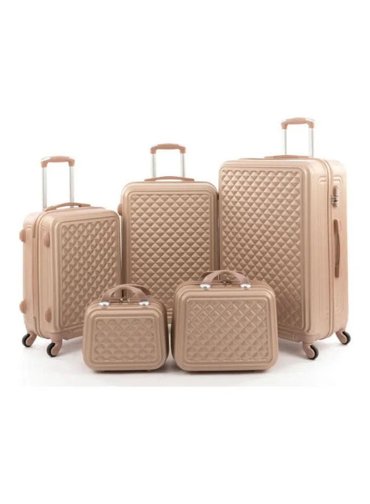 5-Piece Luggage Trolley Set Gold