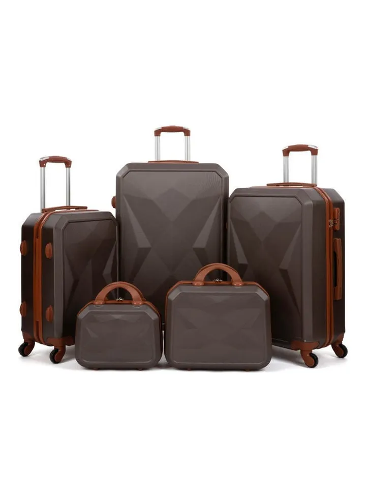5-Pieces Luggage Trolley Bags set Coffee