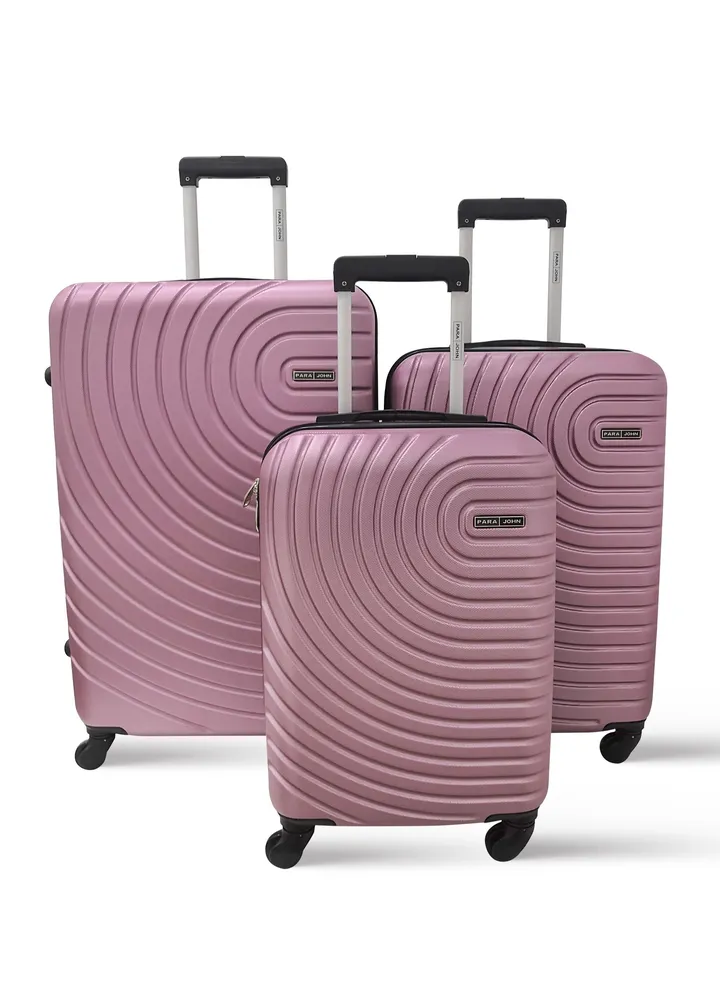 3 Piece Hardside Trolley Luggage Set Pink