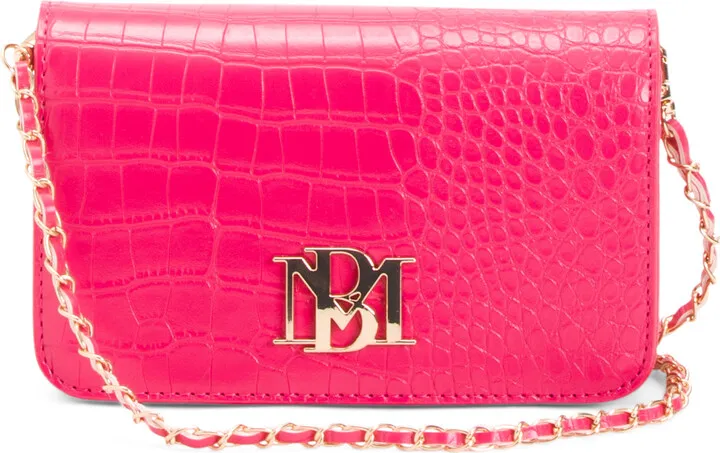 Croco Crossbody With Logo Plate