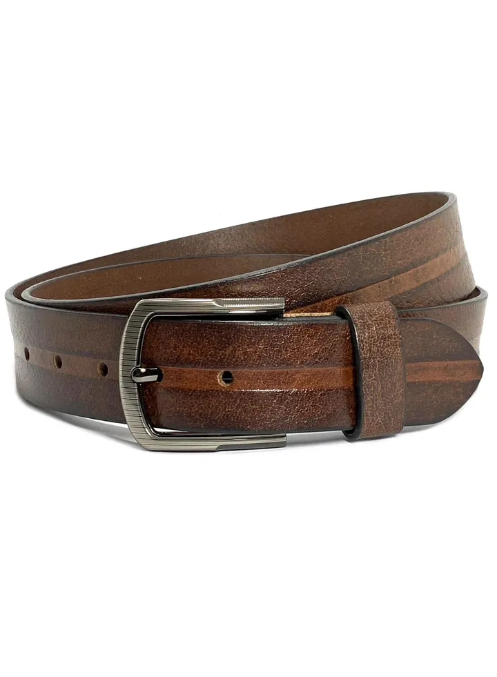 Classic Milano Genuine Leather Belt Men Casual Belt for men Mens belt 40MM 14904 (Brown) by Milano Leather
