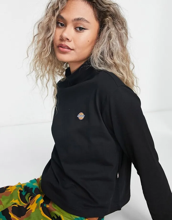 Dickies Mapleton high neck long sleeve t-shirt in black