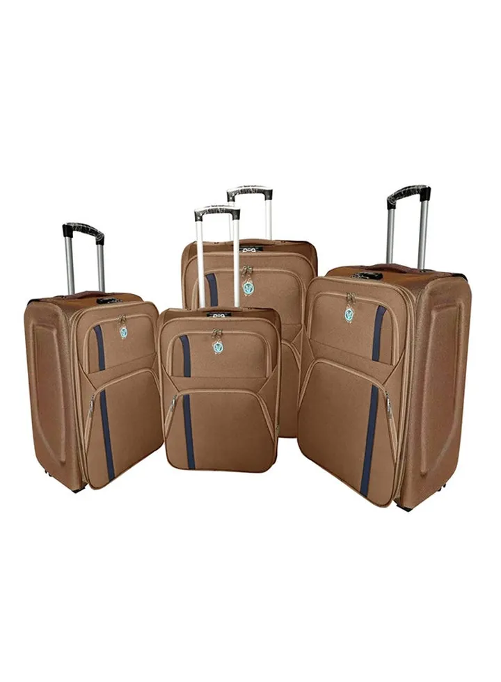 Softside 4 Piece Luggage Trolley Set Brown