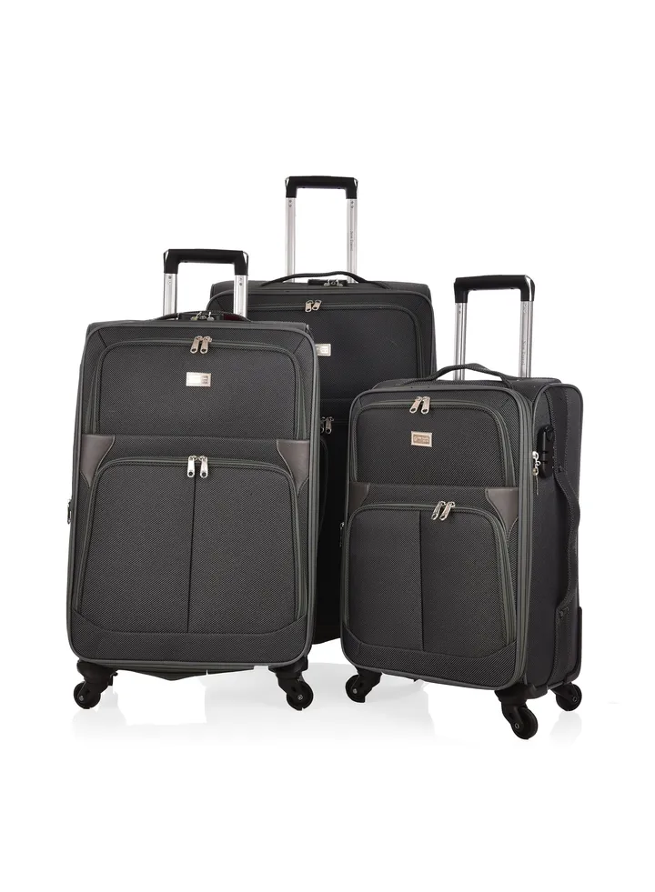 New Travel Luggage 3 Piece Sets Soft Trolley Travel Bag Lightweight Suitcase Sets Size 20/24/28 Inch Grey