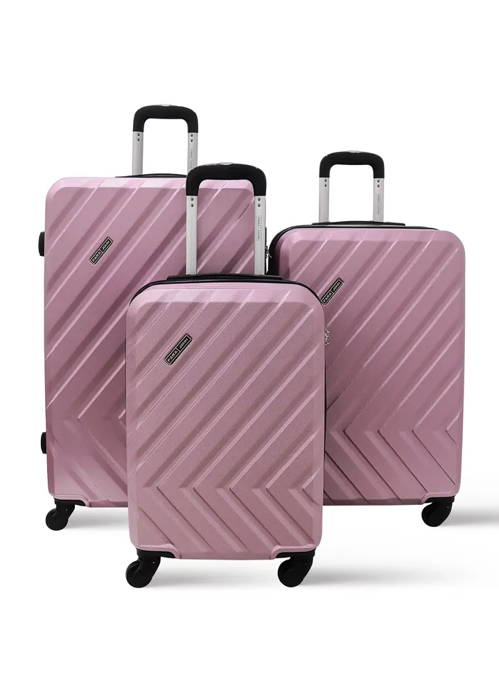 3 Piece Hardside Luggage Trolley Set Pink