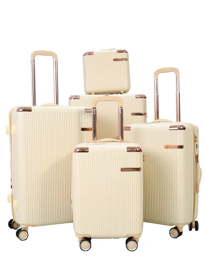 5-Piece Luggage Trolley Bag Set Beige