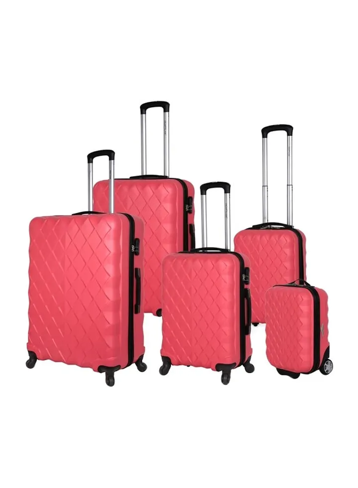 Highflyer Diamente 5 PC Hard Luggage Travel Bag Set Pink