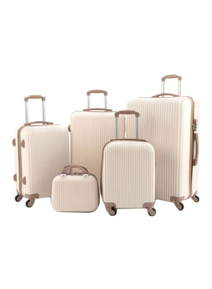 5-Piece Luggage Trolley Set BEIGE/GOLD