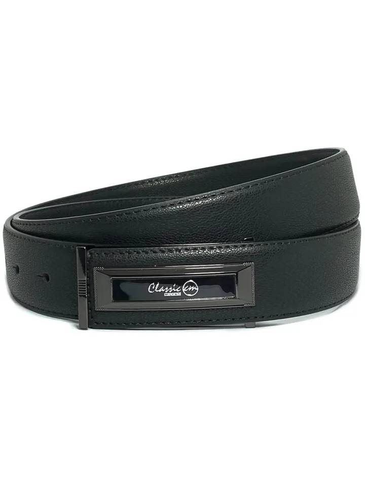 Classic Milano Men’s Leather Belt for men Fashion Belt Ratchet Dress Belts for men with Profile Plate Buckle for Men's Belt Enclosed in an Elegant Gift Box (Black) by Milano Leather