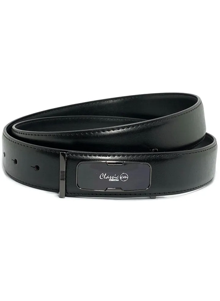 Classic Milano Men’s Leather Belt for men Fashion Belt Ratchet Dress Belts for men with Profile Plate Buckle for Men's Belt Enclosed in an Elegant Gift Box (Black) by Milano Leather