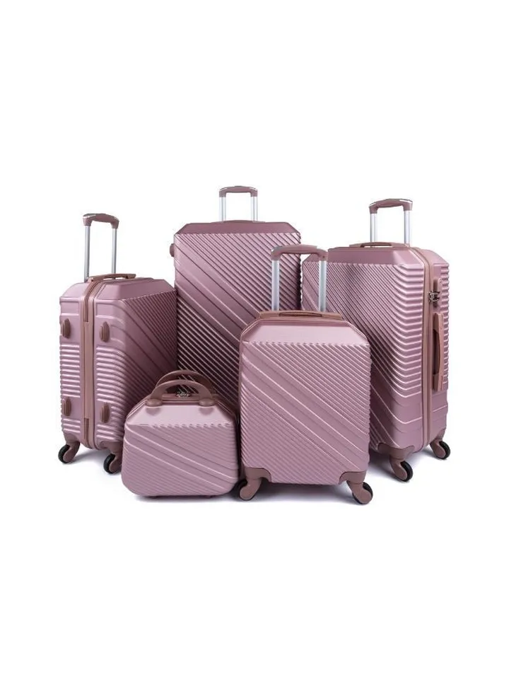 Hardside 5 Piece Luggage Trolley Set Rosegold