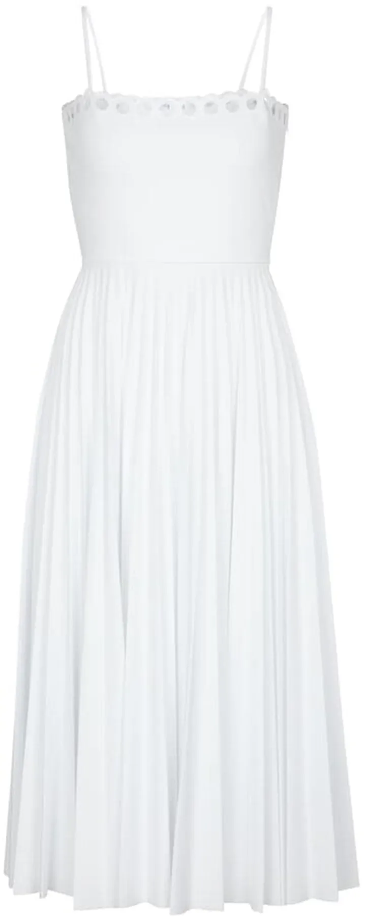 Laser-cut pleated midi dress