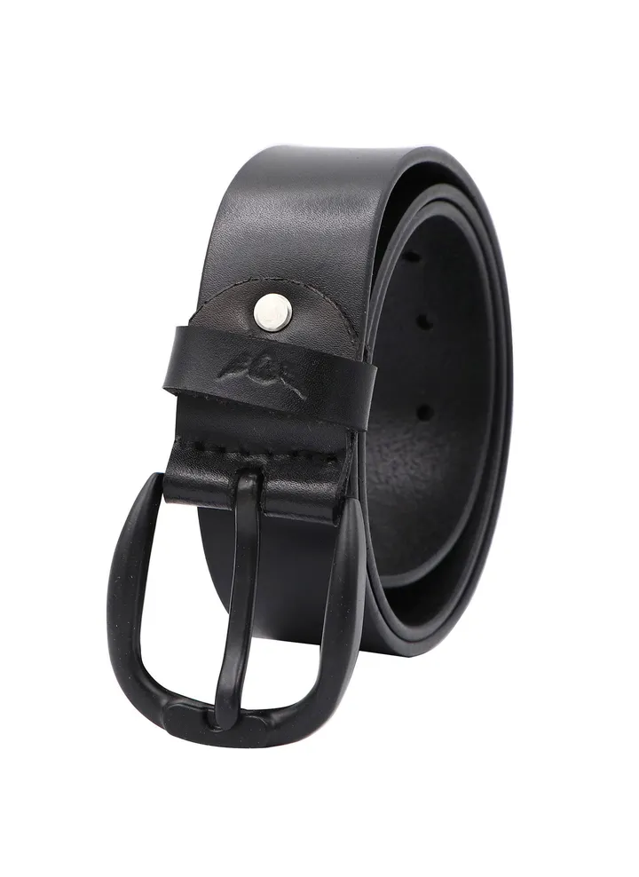 Soya TB Men's Genuine Leather Black Belt With Black Pin Buckle